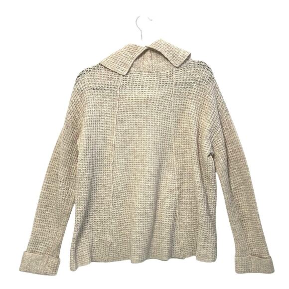 Free People Sidewinder Waffle Knit Wool Sweater Women's Sz XS Beige Oversized - Picture 2 of 7